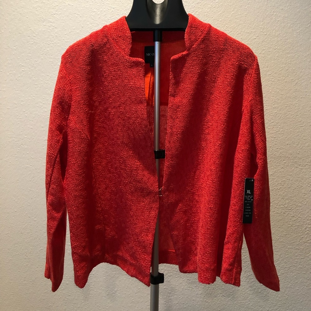 NIC+ZOE Vibrant Reddish Orange Cardigan Blazer Size XL